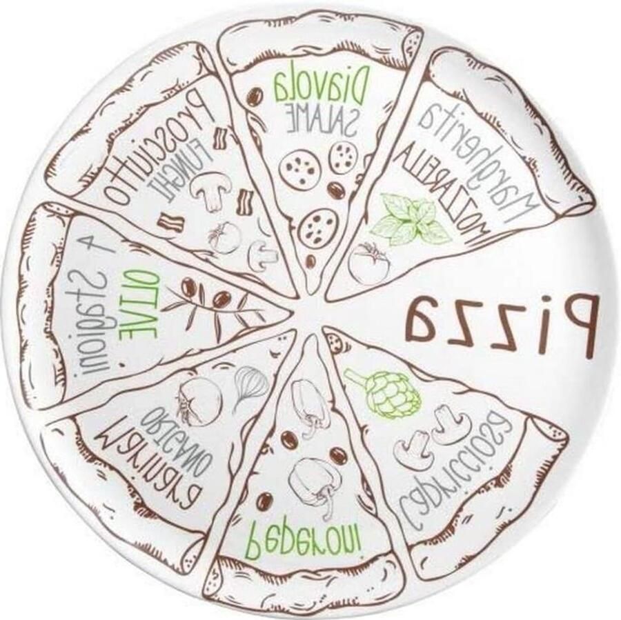 Pizza Borden Melamine Platen Pizza Eten Vaatwasserbestendig 2 stuks 37.5 cm Wit