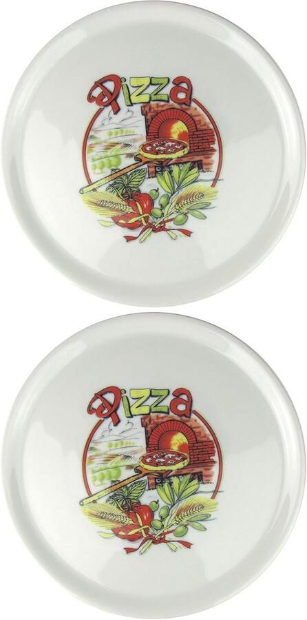 Pizza borden met decor Ø 31 cm set van 2 stuks