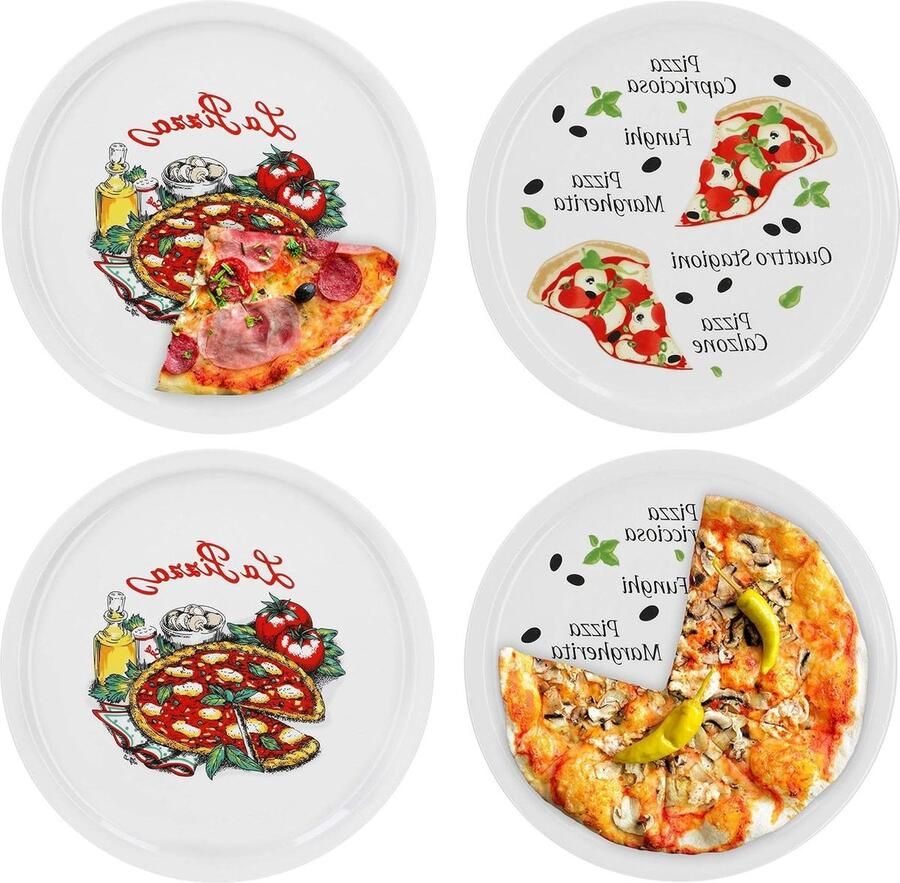 Pizza Borden Set Borden Napoli Margherita Dineren Thuis Kwaliteit Porselein 30.5 cm Wit
