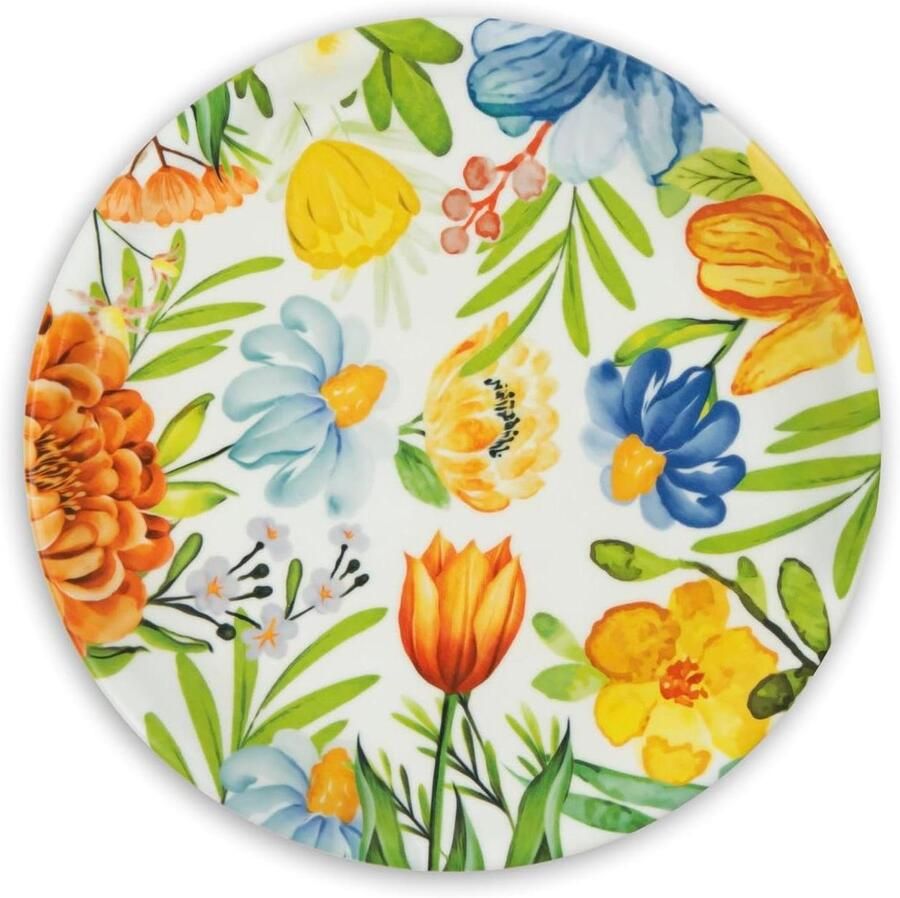 Pizza Borden Set Plat Bord Gezellig Dineren Bloemen Print Diameter 31 cm Multicoloured