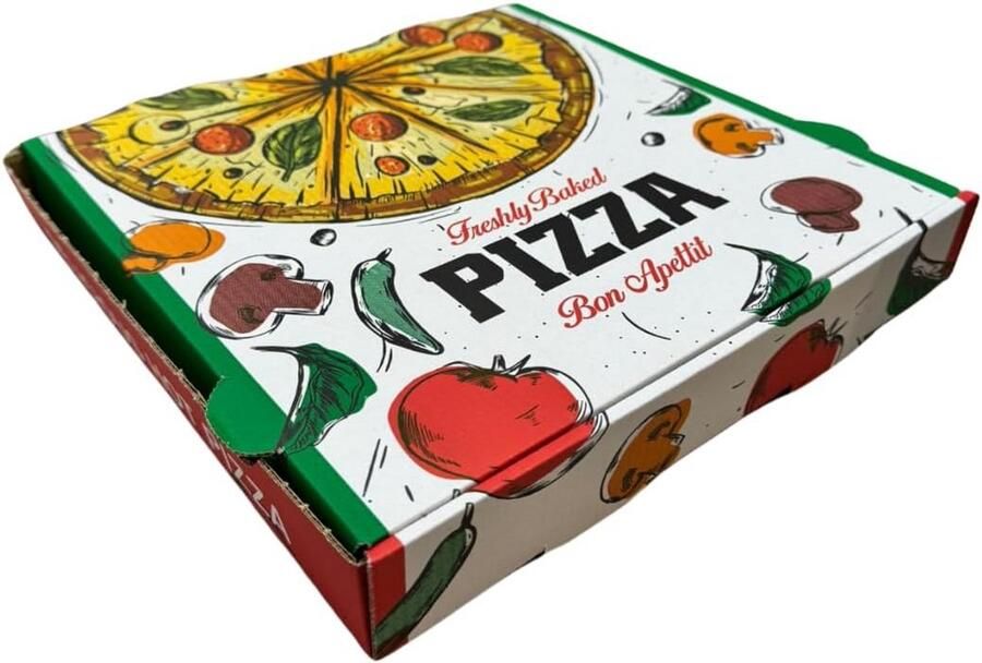 Pizza Box Pizza Box Pizza Box Stable Power Pizza Cardboard Box Pizzeria White (White 24x24x4 cm 50 Pieces)