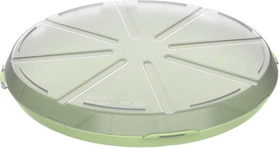 Pizza Box Take Away Container Transport Pizza Dishwasher Microwave Safe Round Shape Green Transparent