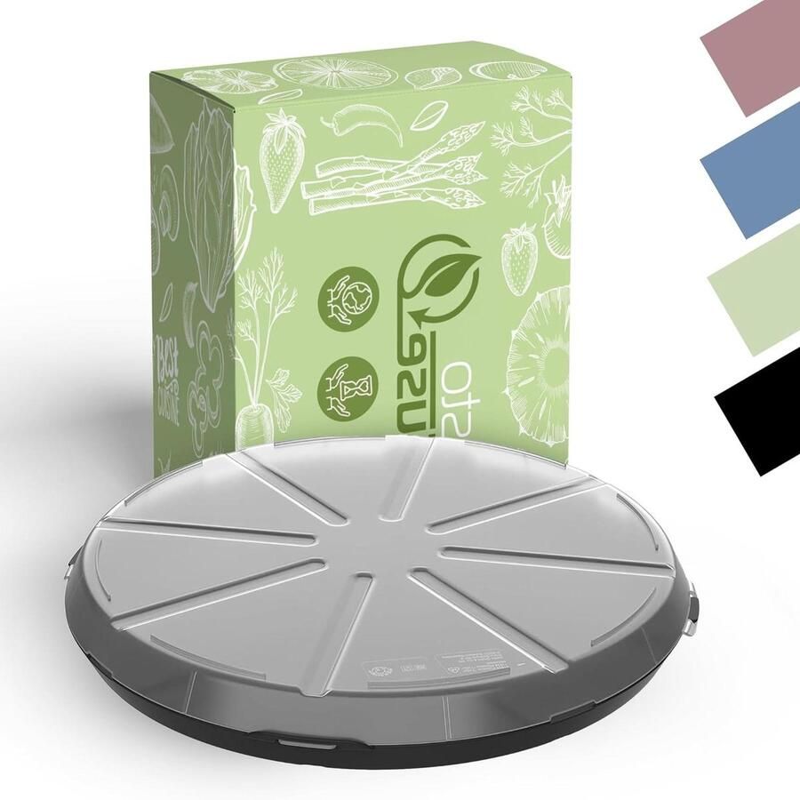 Pizza Box ToGo Herbruikbare Container Pizza Transport Geïntegreerde Luchtinlaten 34 cm Diameter Zwart Transparant