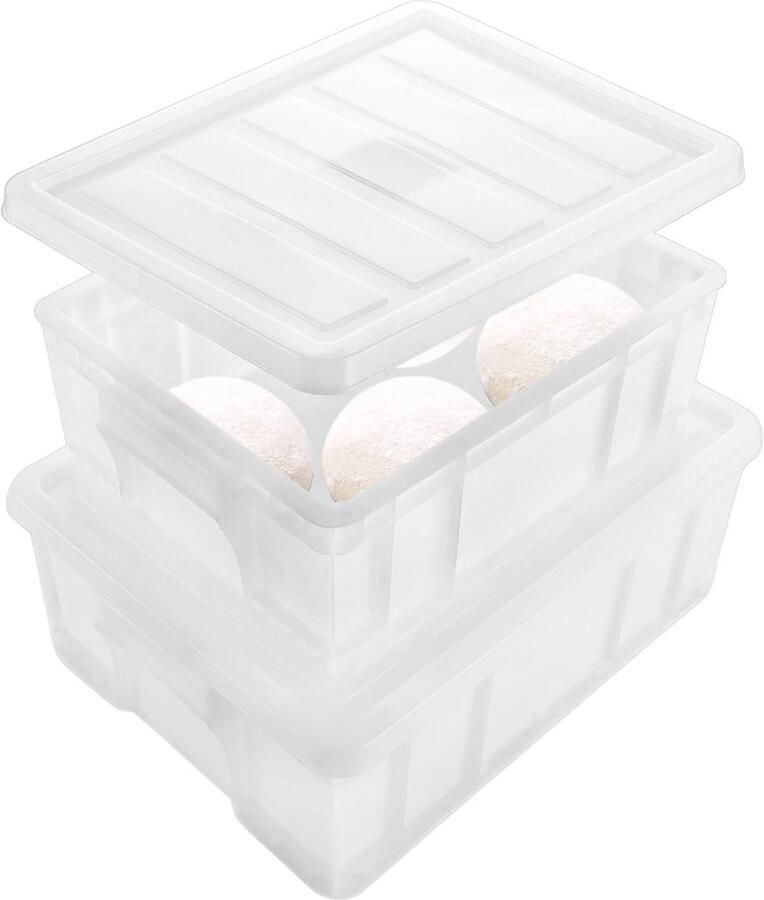 Pizza deegbal dozen met deksel 2 stuks 25 x 30 cm en 40 x 30 cm Stapelbare deegbox voor pizzadeeg zuurdesem en brood Voedselveilige PE pizza bakbox Ideaal voor ambachtelijke bakkers