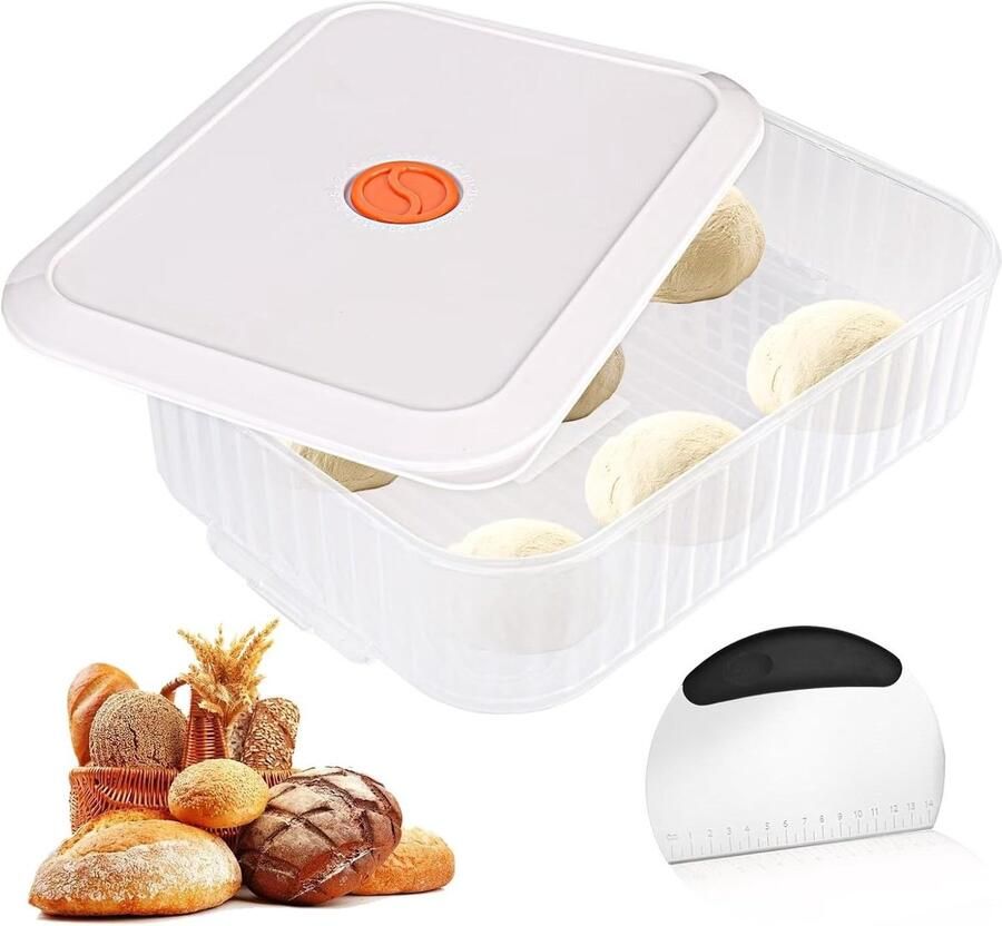 Pizza Deegdoos met Deksel 31×23×9 cm RVS Deegballen Box met Datumregistratie voor Vers Pizza Deeg en Andere Deegsoorten