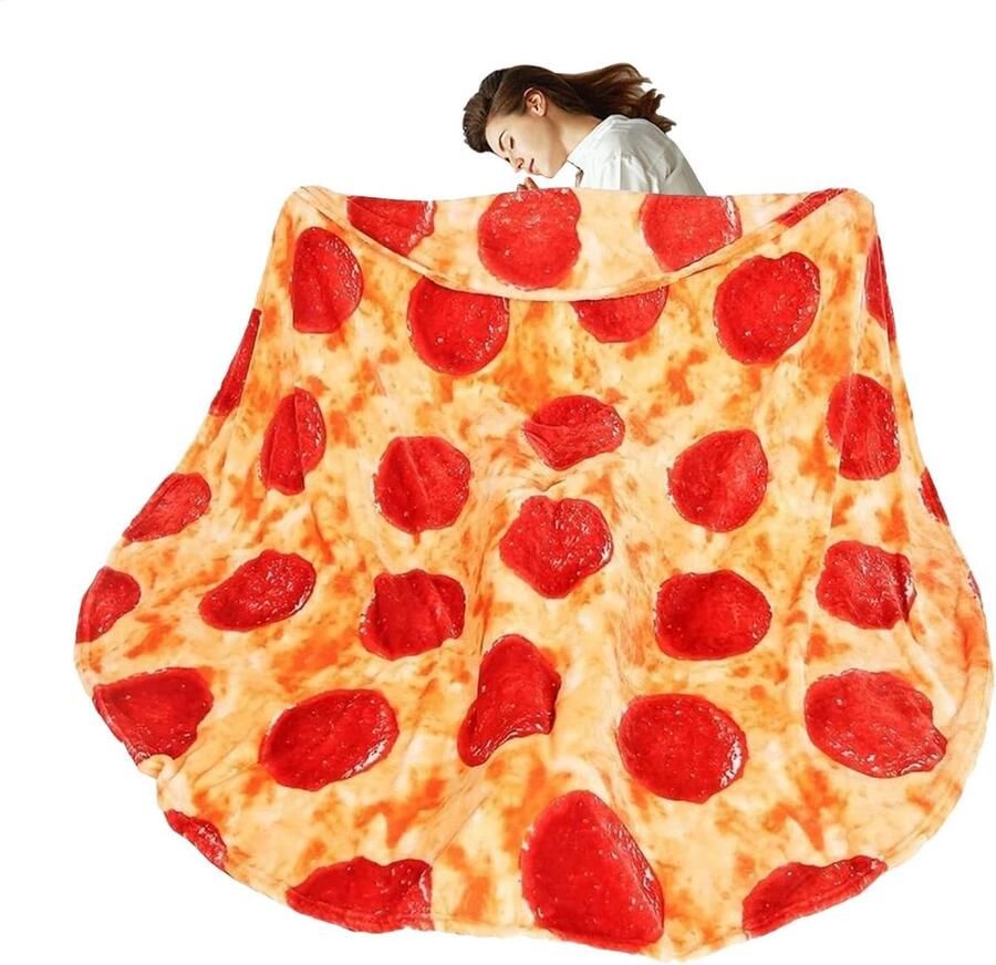 Pizza Deken Realistische Plaid Gezellig Relaxen Levendige Print 150 cm Diameter
