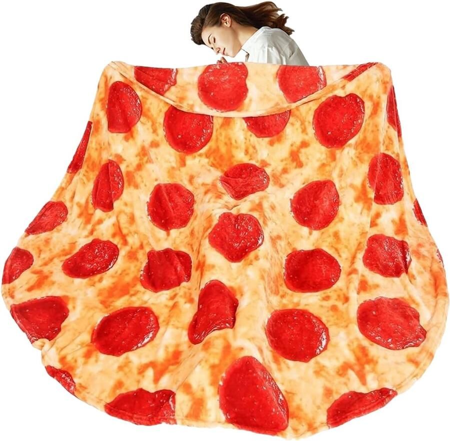 Pizza Deken Ronde Plaid Gezellige Avonden Realistisch Ontwerp 180 cm Diameter