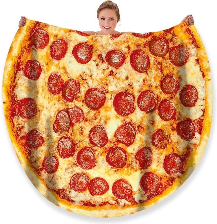 Pizza deken Voedsel deken Gezellig relaxen Realistisch patroon 180 cm Rood