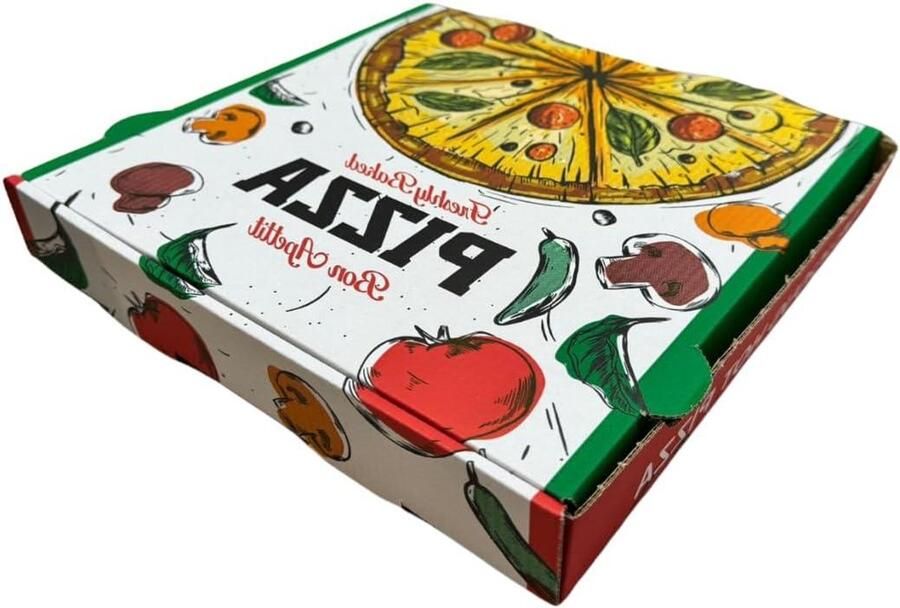 Pizza Dozen Verpakking Karton Eten Bezorgen Warmte Isolerend 24x24x4 cm Wit