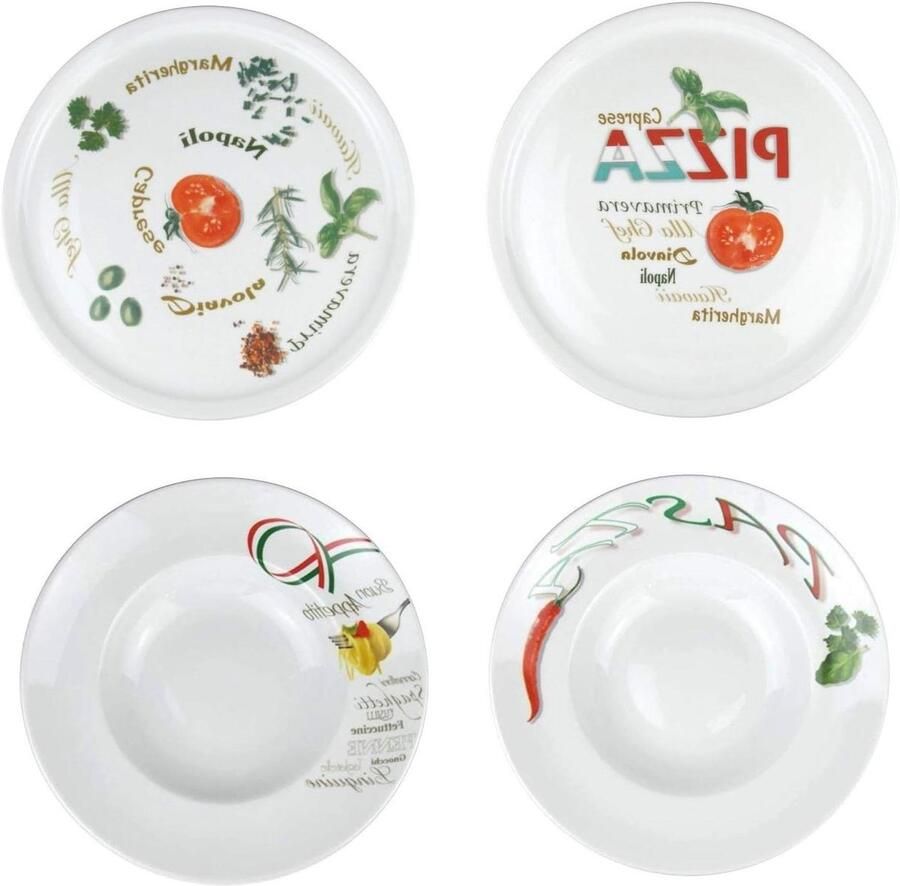 Pizza en Pasta Borden XXL Borden Set Dineren met vrienden Italiaans Decor Ø 30 cm Wit