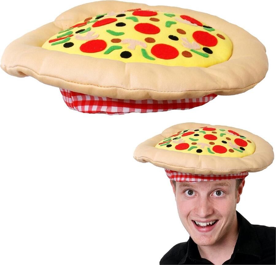 Pizza Hoed Nieuwigheid Hoofddeksel Feestelijke Aankleding Italiaans Thema Volwassenen Maat Multi-color