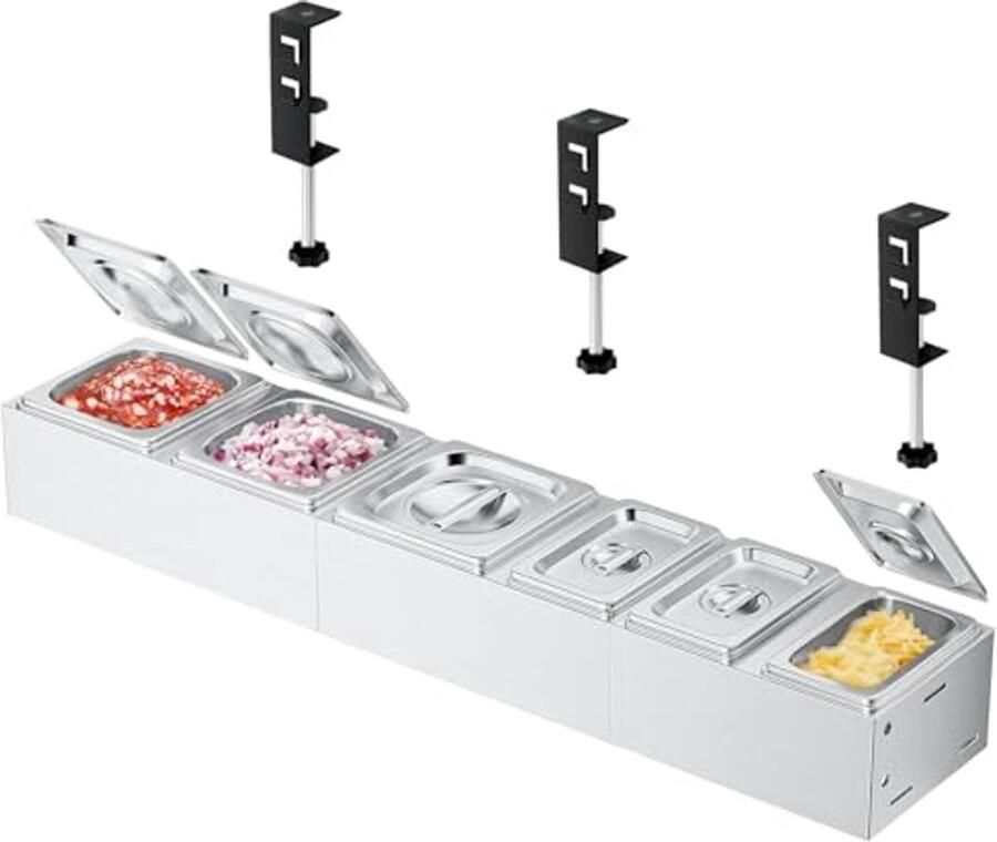 Pizza Ingrediëntenhouder en Bijgerechtenhouder Roestvrijstalen Container met Deksel voor Grill en Keuken 6 Stuks