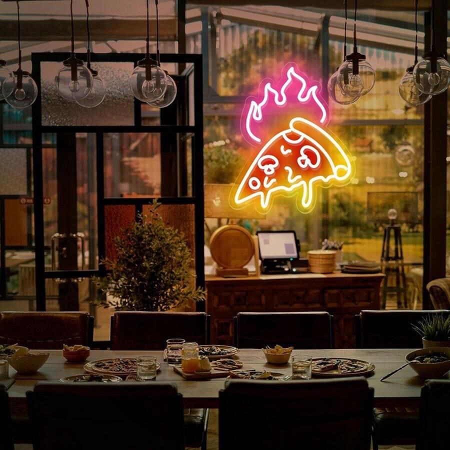 Pizza Neon Bord Winkeldecoratie Licht Zaken Aantrekken Duidelijk Zichtbaar 30x20cm Roze Geel Rood