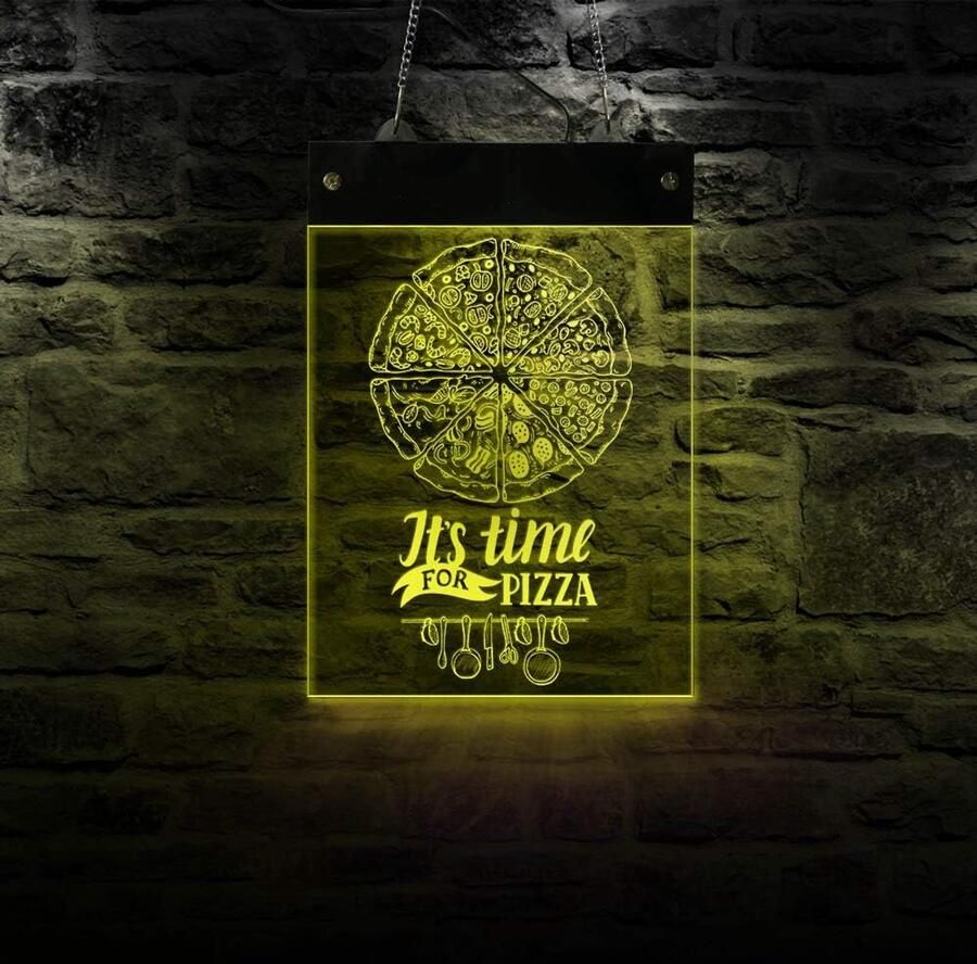 Pizza Neonbord Lichtreclame Decoratie Horeca Decoratie Opvallende Kleuren 30x20 cm Multicolor