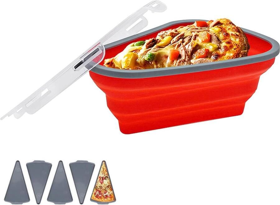 Pizza Opslagcontainer Opvouwbare Bak Voedsel Bewaren Magnetronbestendige Dienbladen 5 Dienbladen Rood