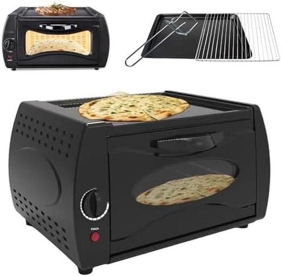 Pizza Oven Aanrecht Oven Mini Pizza's Bakken Temperatuurregeling 0-380℃ 14 Liter Capaciteit Zwart