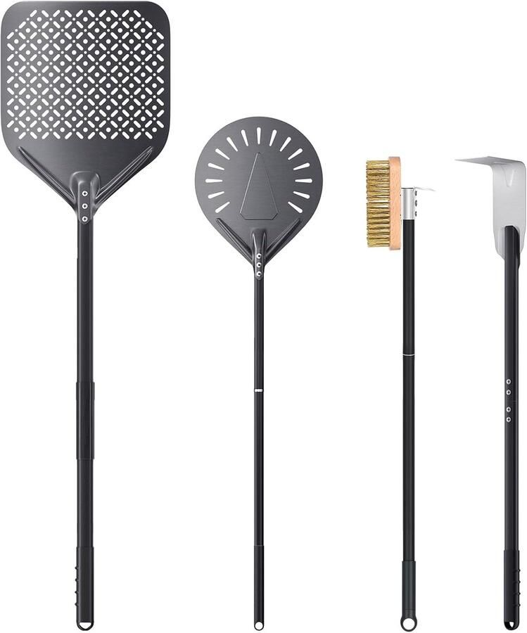 Pizza Oven Accessoires Bakgerei Set Pizza Bakken Draagbaar & Verstelbaar 4 Delig Zilver