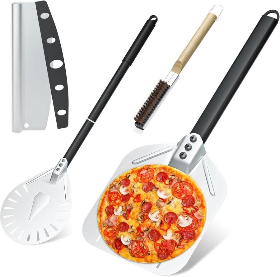 Pizza Oven Accessoires Bakgerei Set Pizza Bakken Geperforeerde Schep 30 cm Schep Zilverkleurig