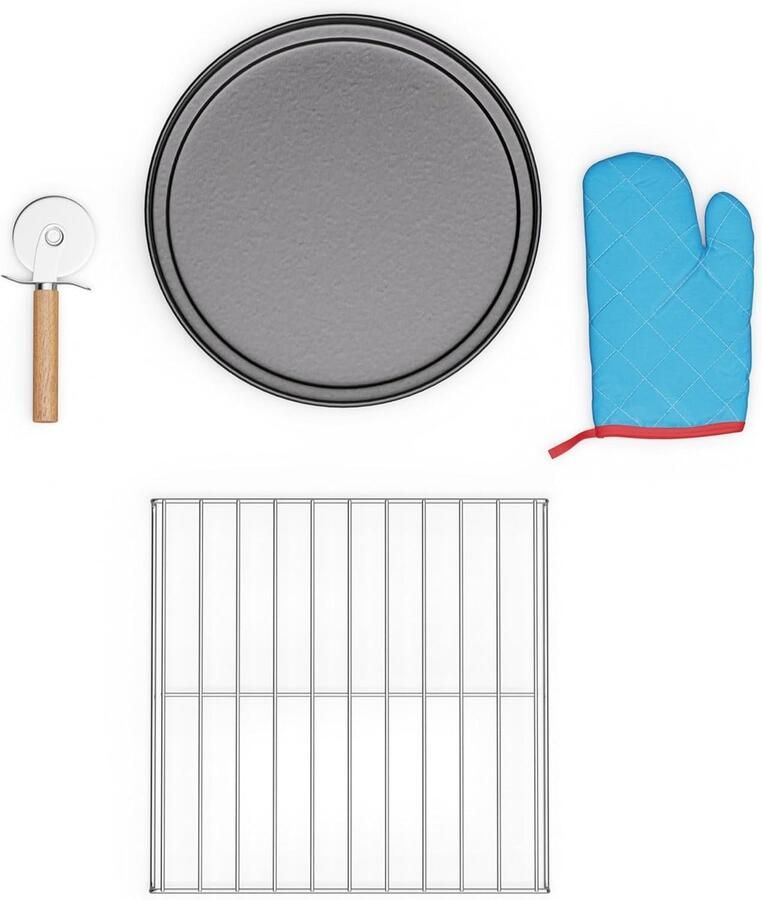 Pizza Oven Accessoires Pizza Set Pizza Bakken 4 Delige Set 32 x 32 x 2.5 cm