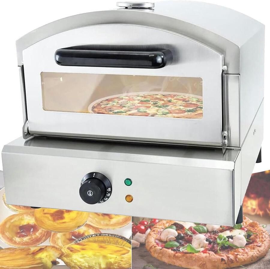 Pizza Oven Bakoven Snack Thuis Bakken Roestvrij Staal 42x52x41 cm Zilver - Foto 1