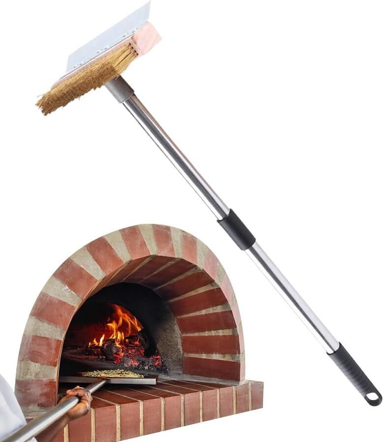 Pizza Oven Borstel Barbecue Reiniger Oven Grondig Schoonmaken Ergonomisch Antislip Handvat 42x16x6 cm Zwart