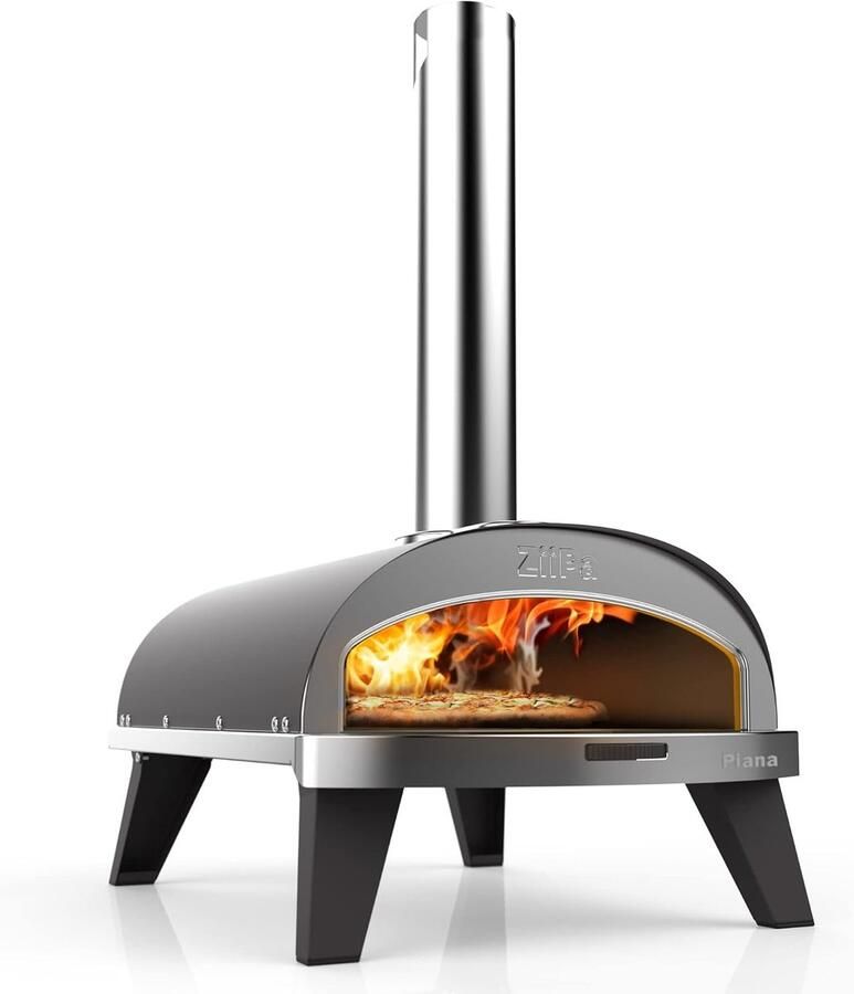 Pizza oven compact houtgestookt draaiplateau voor 360° koken ideaal voor buitengebruik ShopVlot