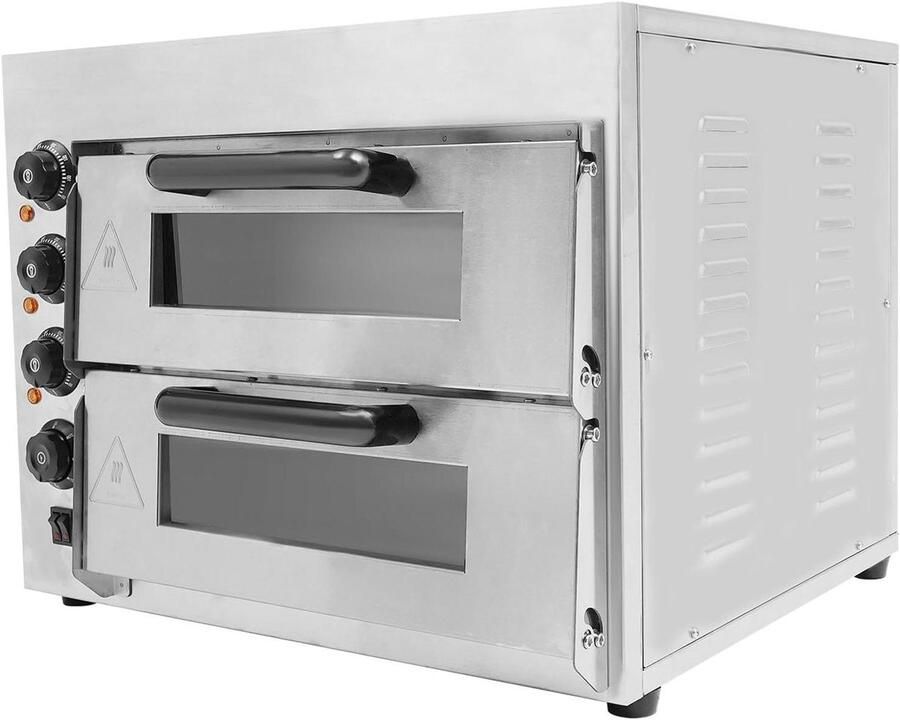 Pizza Oven Dubbele Kamer Professioneel Bakken Dubbel Deck 20L Per Kamer Zilver - Foto 1