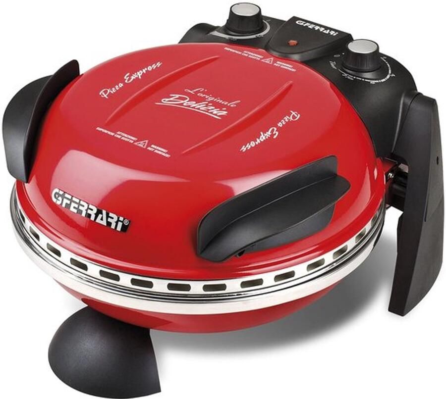 Pizza Oven Elektrisch 1200 W Thermostaat Tot 400°C Compact Metaal Rood Pizzamaker Inclusief Pizzascheppen En Receptenboek