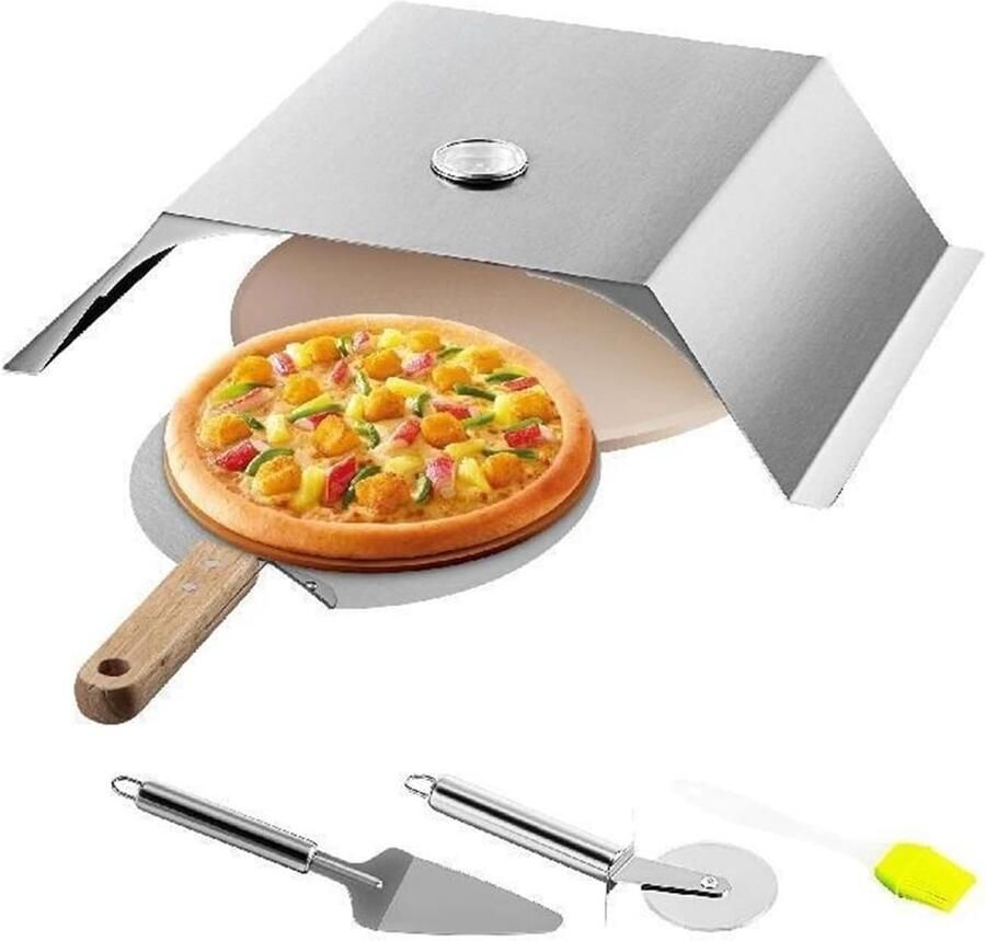 Pizza Oven Kit Bakoven Set Buiten Koken Snelle Pizza Bak 48x35x17 cm Zilver