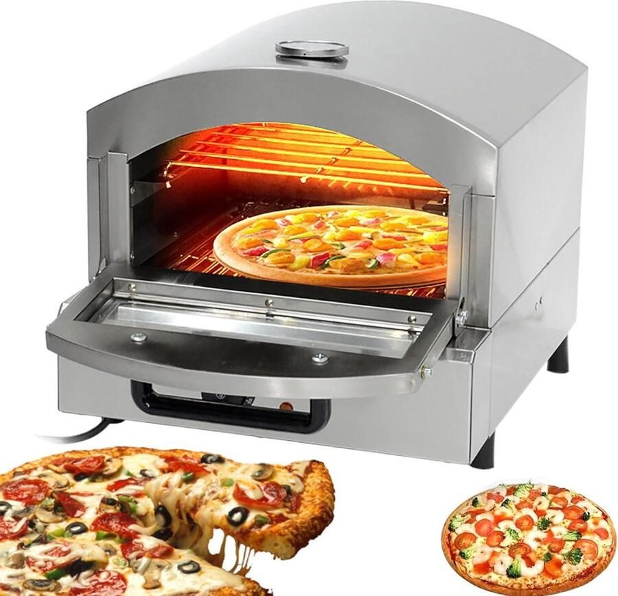 Pizza Oven Pizza Machine Zelf Pizza Bakken Inclusief Steen 12 Inch Pizza Zilverkleurig - Foto 1