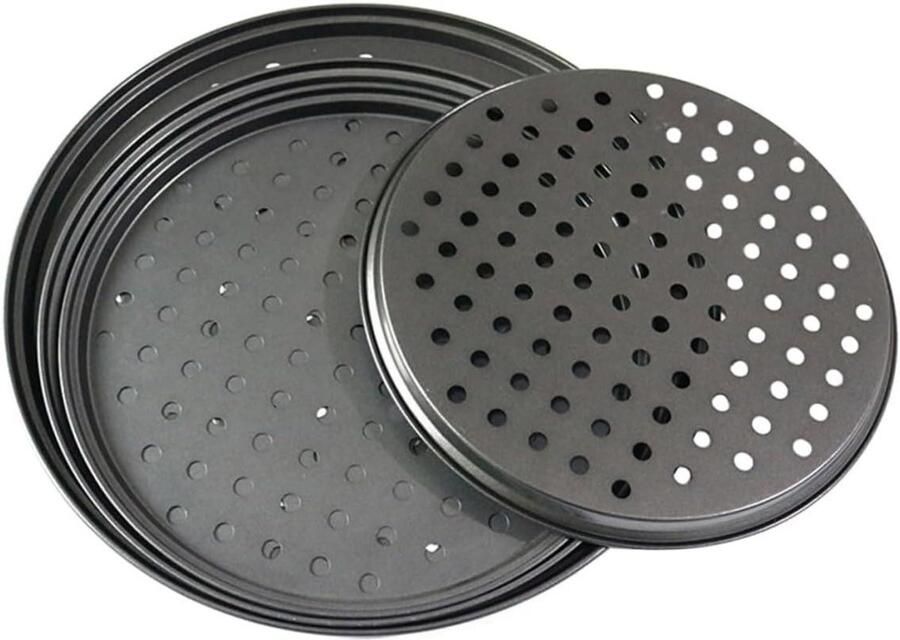 Pizza Pan Bakplaat Bakblik Oven Bakken Antiaanbaklaag Gatenontwerp 28x28 CM Zwart