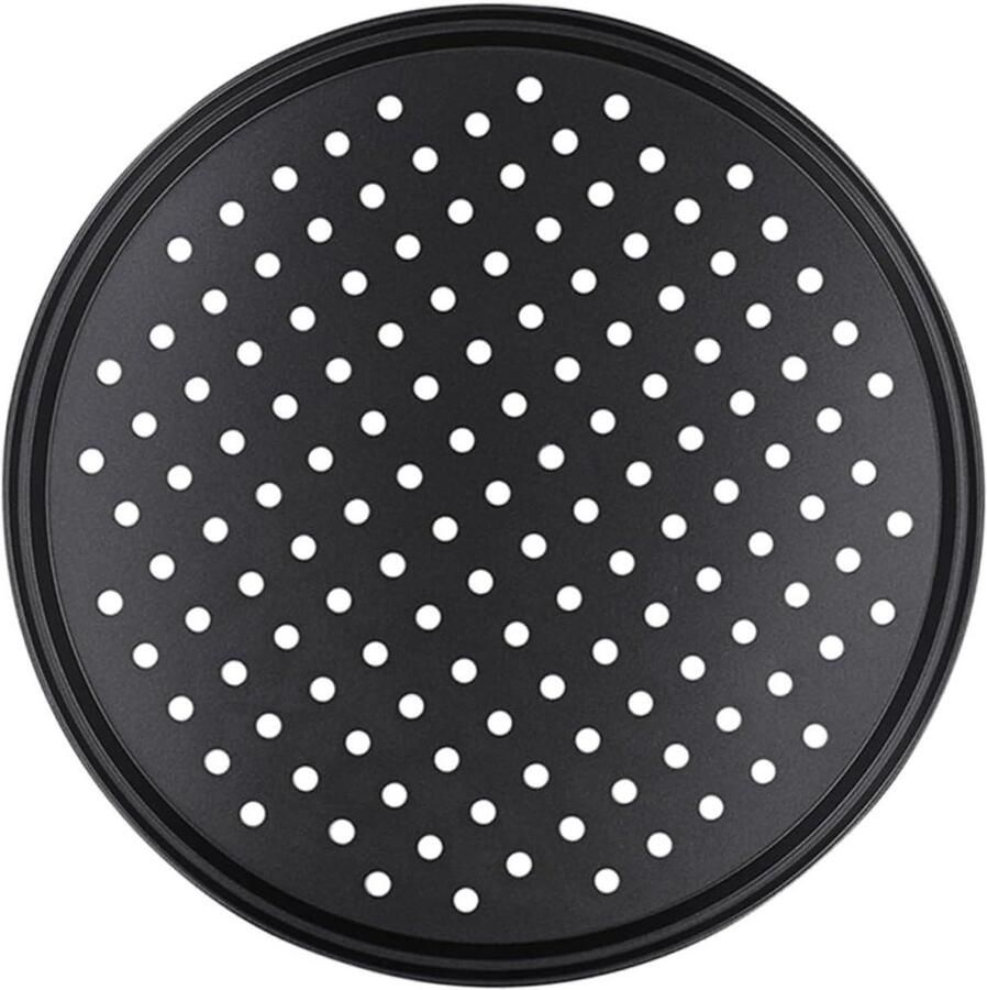 Pizza Pan Bakplaat Pizzabakvorm Pizza Bakken Geperforeerd Ontwerp 32x32x1.5cm Zwart