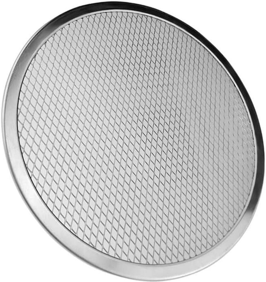 Pizza Pan Bakplaat Rond Pizza Bakken Uniforme Ventilatie 35 cm Zilverkleurig
