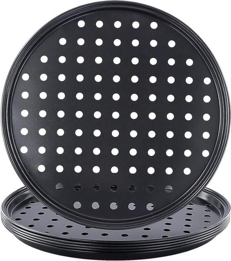 Pizza Pan Set Pizza Bakplaat Pizza Bakken Met Gaten 6 stuks 26 cm Donkergrijs