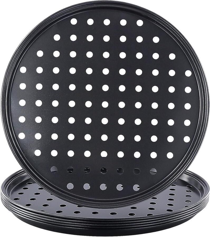 Pizza Pan Set Pizza Bakplaat Pizza Bakken Met Gaten 6 stuks 26 cm Donkergrijs