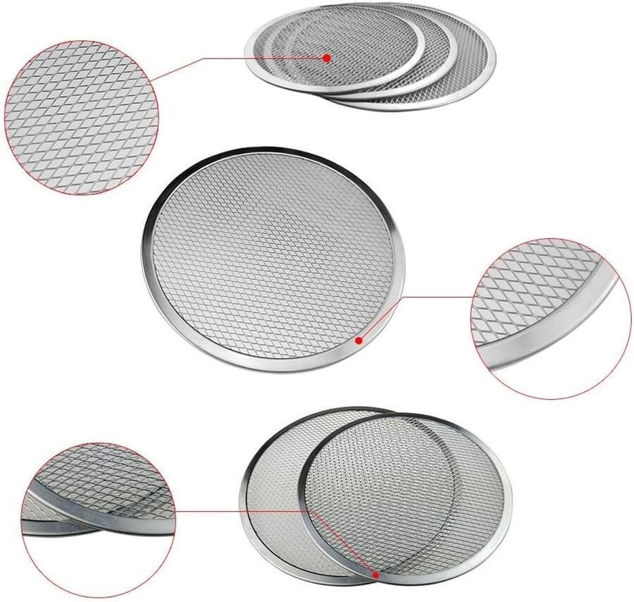 Pizza Plaat Bakplaat Net Pizza Bakken Antiaanbaklaag 25 cm Zilver