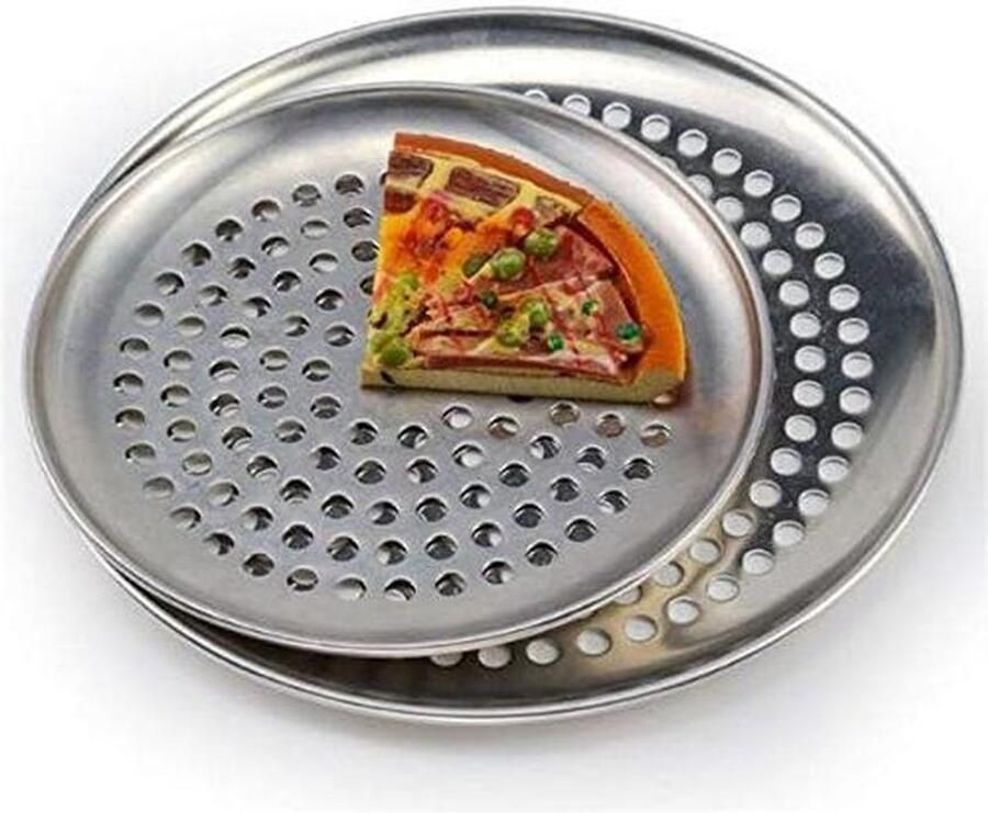 Pizza Plaat Bakplaat Oven Pizza Bakken Hittebestendig Non-stick 40 cm Zilver