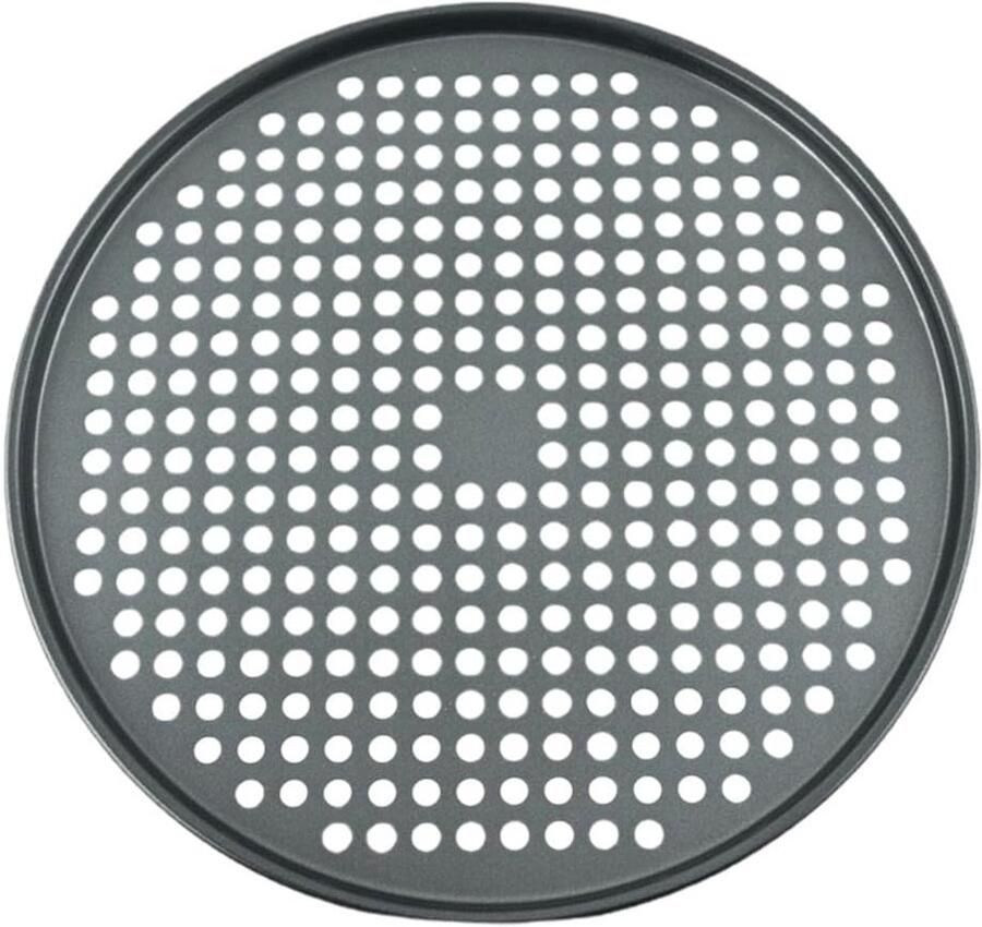 Pizza Plaat Bakplaat Oven Pizza Bakken Luchtcirculatie Gat 37cm Rond Donkergrijs
