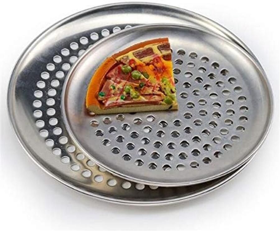 Pizza Plaat Bakplaat Ronde Pizza Bakken Antiaanbaklaag 40 cm Zilver