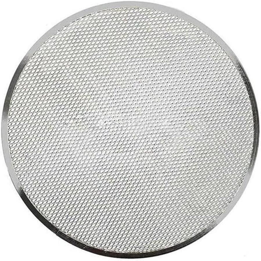 Pizza Plaat Oven Bakplaat Perfecte Bodem Bakken Geperforeerd Carbon Staal 35 cm Zilver