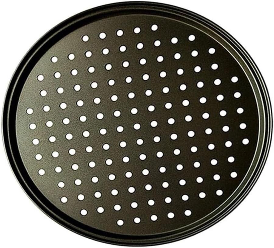 Pizza Plaat Pizzabodem Houder Oven Gebruik Geperforeerd Ontwerp 24.5 cm Zwart