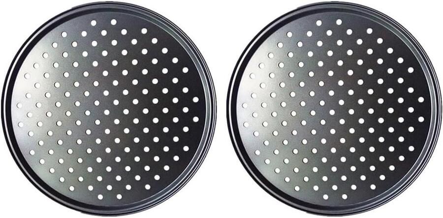 Pizza Platen Bakplaat Ronde Pizza Bakken Anti-aanbaklaag 32 cm Zwart
