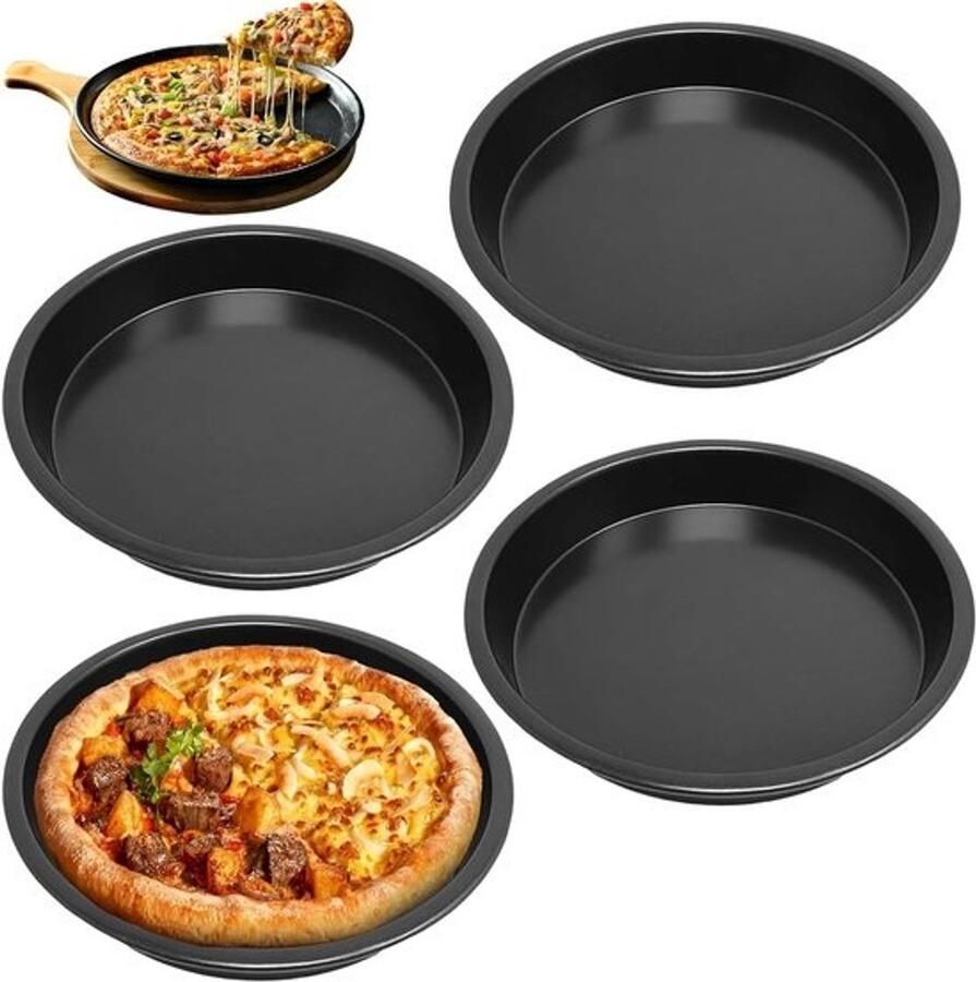 Pizza Platen Bakvormen Zelf Bakken Antiaanbaklaag 4 stuks 20 cm Zwart