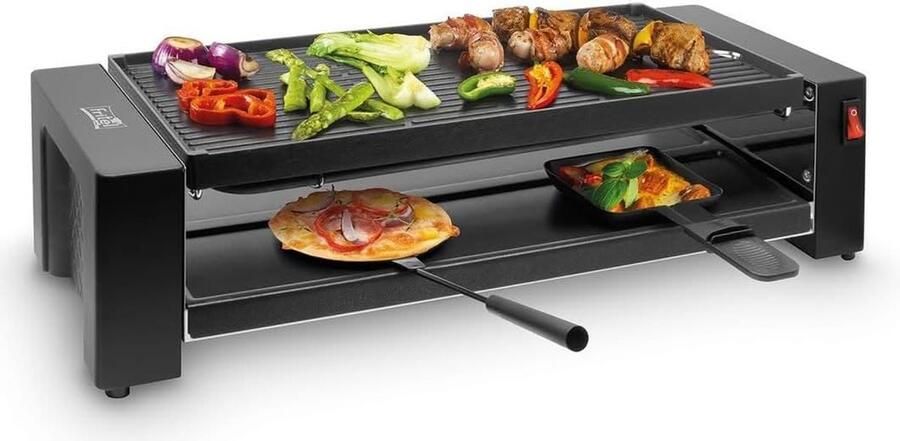 Pizza Raclette Grill Compacte Gourmet Gezellig Eten Dubbele Functionaliteit Zwart