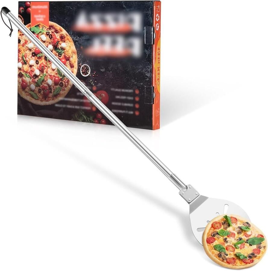 Pizza Schep van RVS 22.9 x 25 x 112 cm Perforeerde en Afneembare Handgreep Ideaal voor Pizza's in Oven en Grill Ronde Hoeken voor Gemakkelijk Gebruik