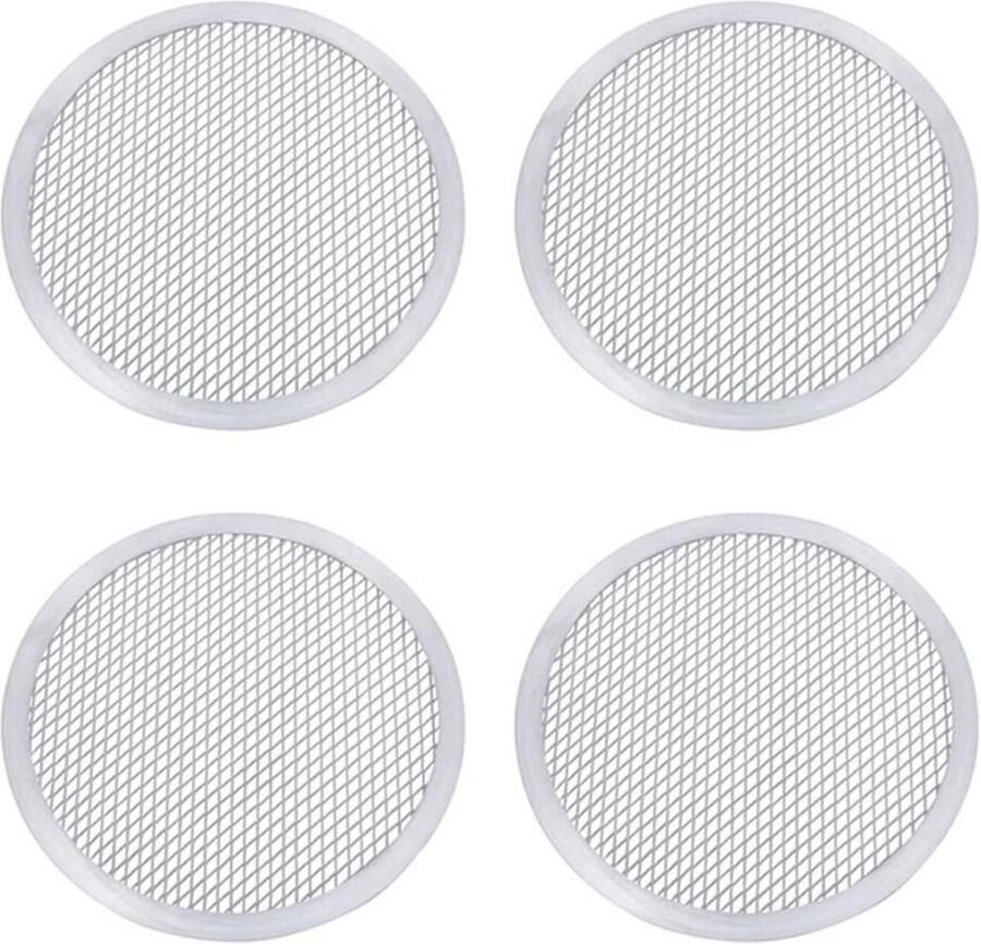 Pizza Scherm Set Bakplaat Rooster Knapperige Pizza Bodem Aluminium Vlechtwerk 4 Stuks Ø 25 cm Zilver