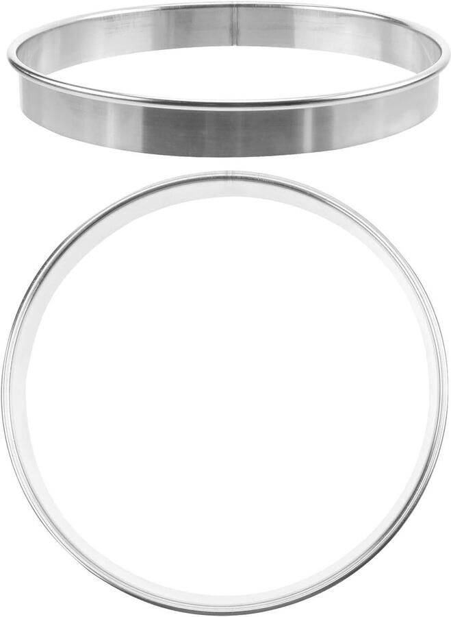 Pizza Serveerringen Bakringen RVS Gelijkmatig Bakken Set van 2 stuks 23 cm diameter Zilver