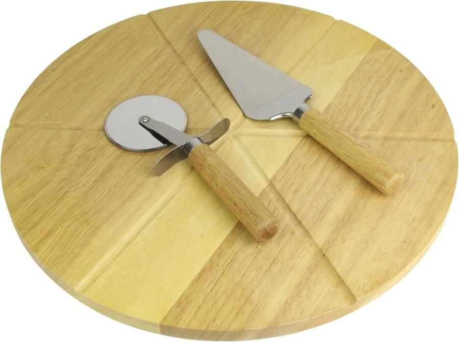Pizza Serveerset Pizzaplank Snijder Pizza Avonden Echt Houten Plank Ø 35 cm