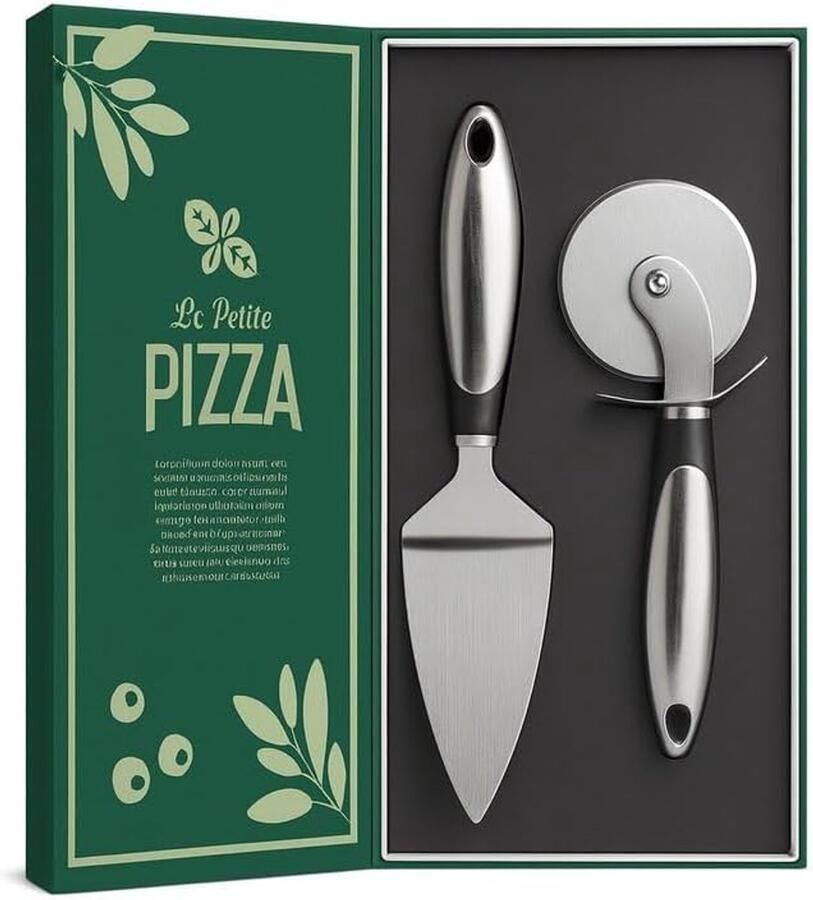 Pizza Set Keuken Accessoires Pizza Snijden Vaatwasserbestendig 30 x 20 cm Zilver