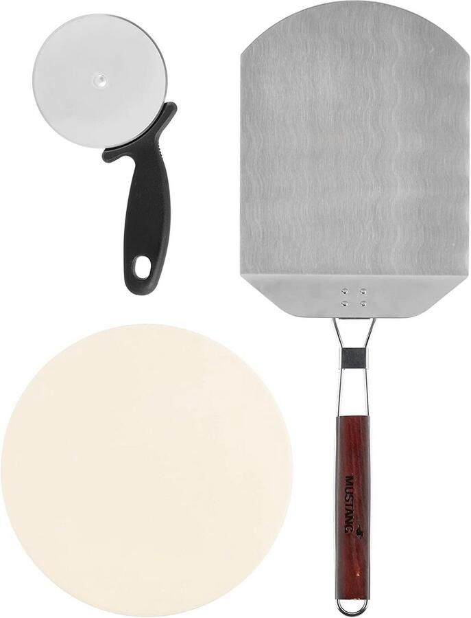 Pizza Set met Pizzasteen Schep en Mes Geschikt voor Oven en BBQ
